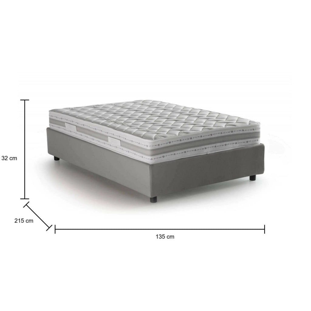 Abici, Letto Piazza e Mezza Materasso Incluso Made in Italy, Grigio