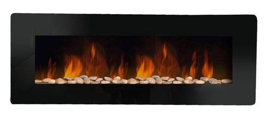 Camino Elettrico da Parete Effetto Fiamma 127x11x50 cm 900W/1800W Nero