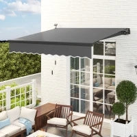 Tendone Parasole a Scomparsa con Manovella Luci Solari Bracci Articolati Protezione Solare UV 50+ 300 cm Larghezza Grigio