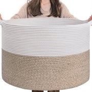 Opbagger per bambino, contenitore per bambino, contenitore per stendere, contenitore grande, contenitori per coperte, giocattoli per bambini, contenitori intrecciati, 55x35cm, marrone