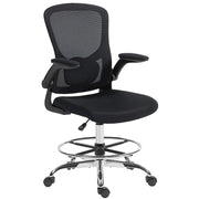Sedia da disegno con supporto lombare, regolabile in altezza, girevole, per ufficio domestico, studio, progetti artistici, nera