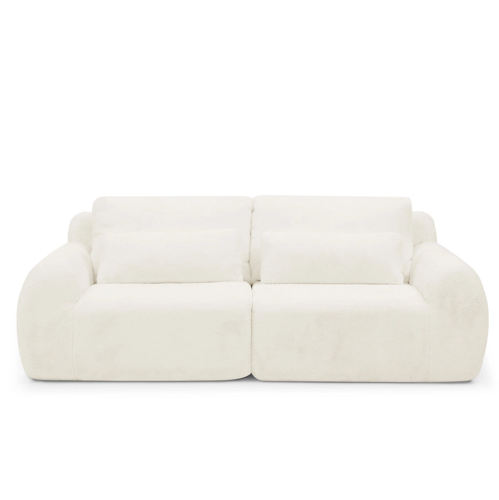 Divano a 2 posti con ricarica USB e tasca laterale in foam beige