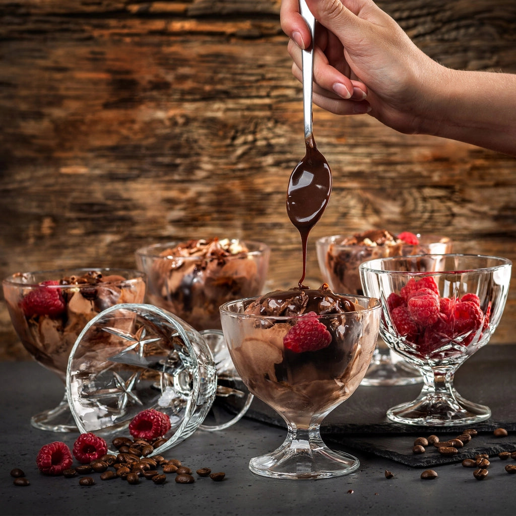 Set di 6 coppette da gelato in vetro KADAX da 300 ml.