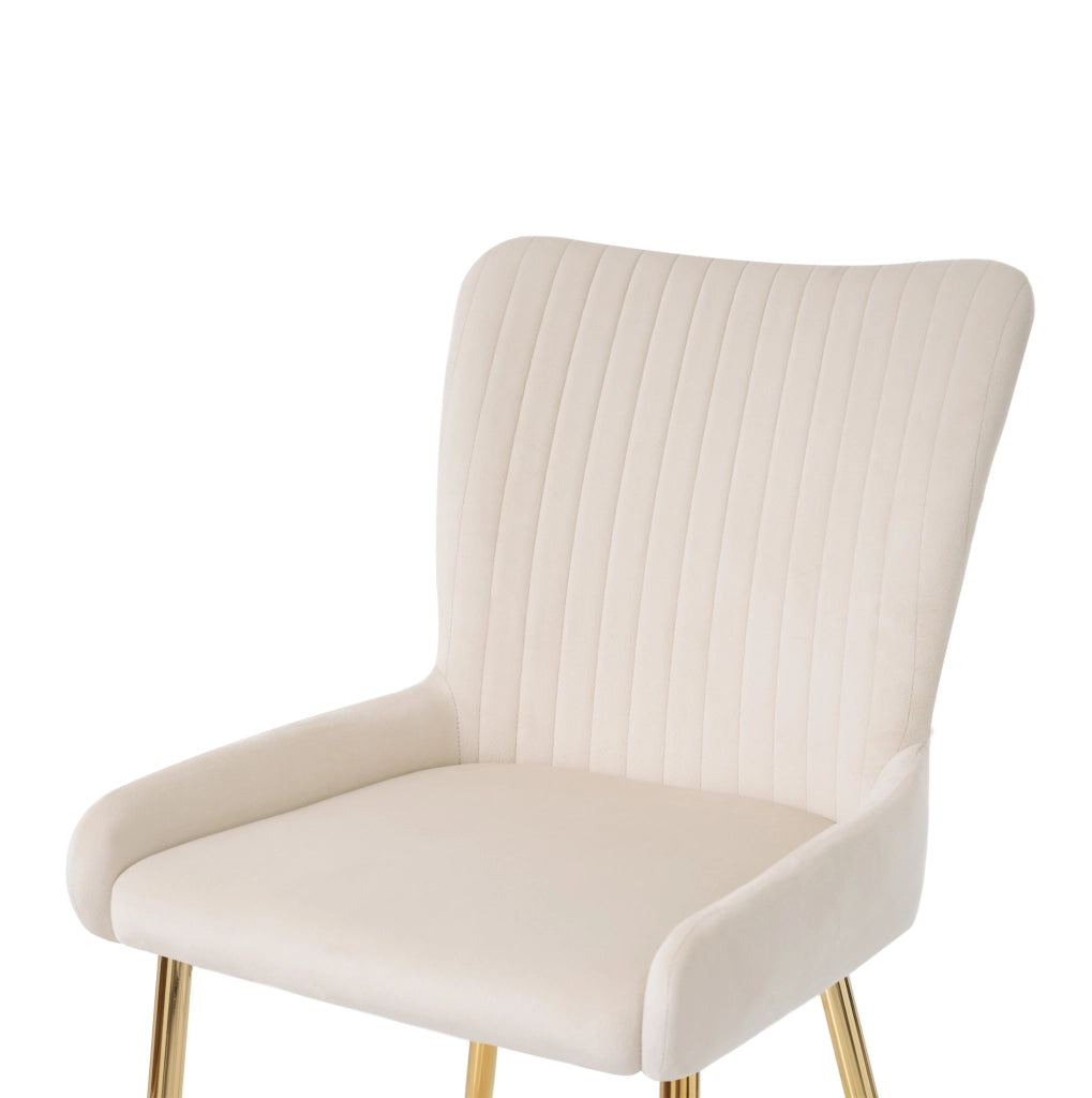 Set di 6 sedie da pranzo con supporto lombare in velluto beige e oro
