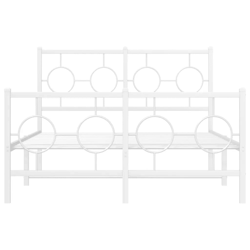 Giroletto con Testiera e Pediera Metallo Bianco 120x200 cm 376291