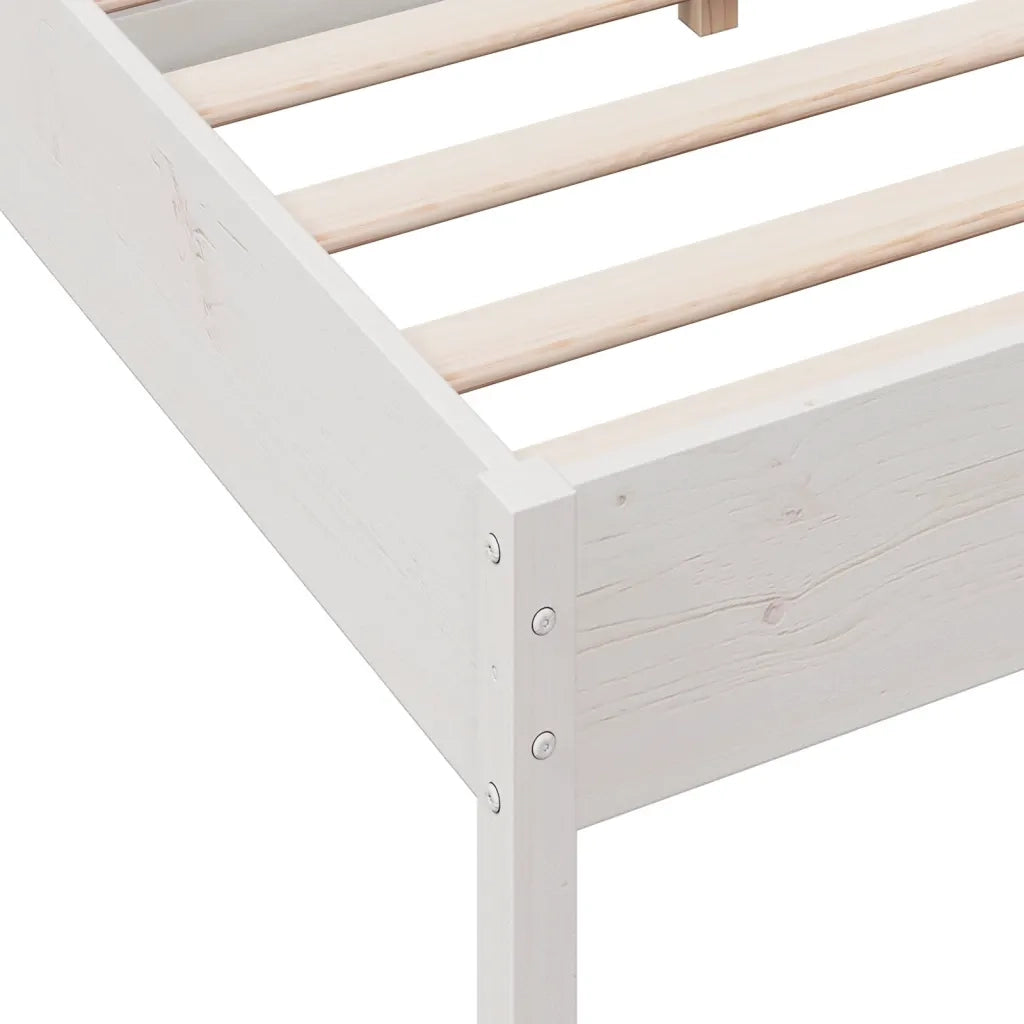 Letto senza Materasso Bianco 135x190 cm Legno Massello di Pino 842771