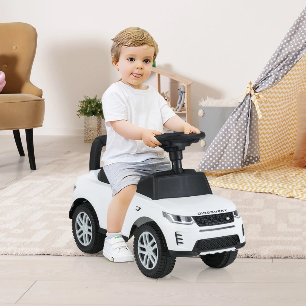 Macchina a spinta per bambini giocattolo a pedale per bambini con clacson-Suoni del motore e spazio di archiviazione sotto sedile Bianco