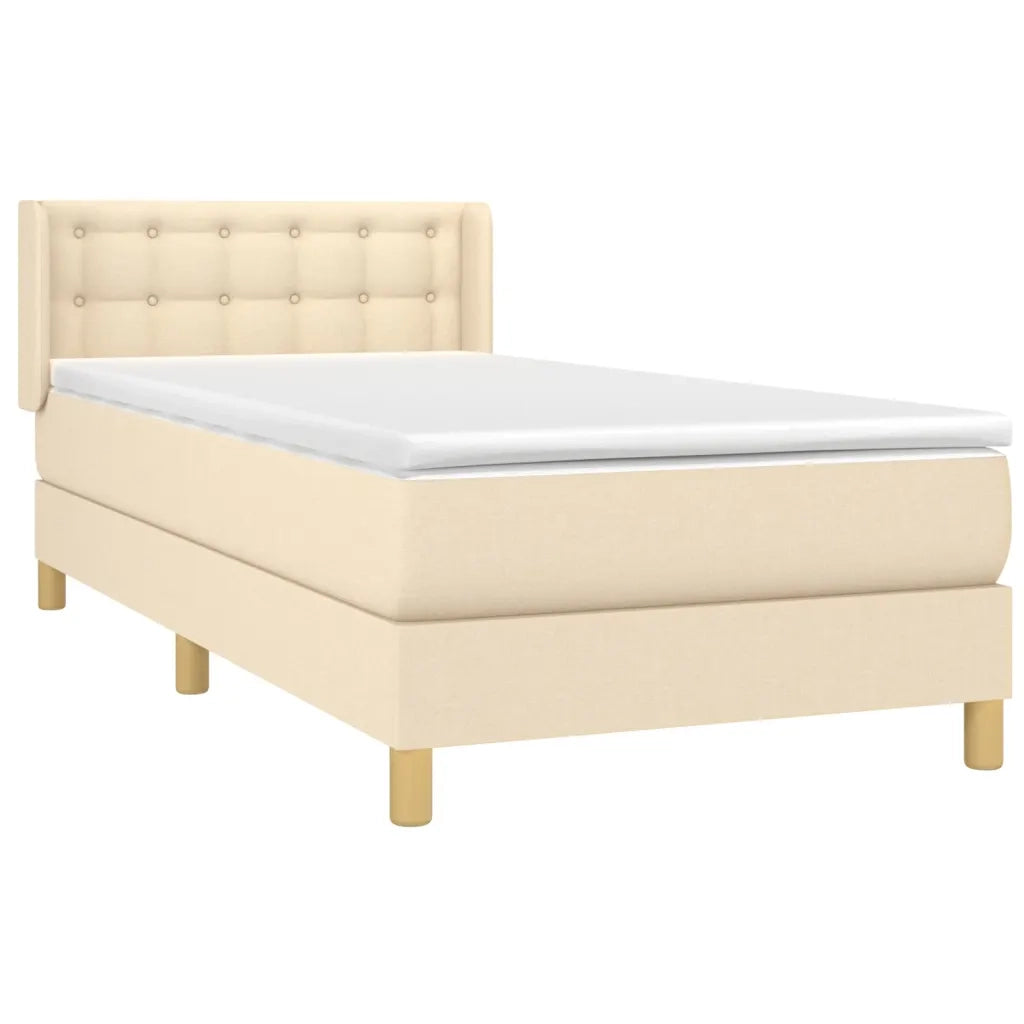 Giroletto a Molle con Materasso Crema 90x190 cm in Tessuto