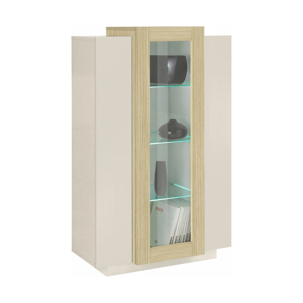 Mobile Espositore Severino, Vetrina 7 Ripiani Made in Italy, 80x38x120.5h cm Beige