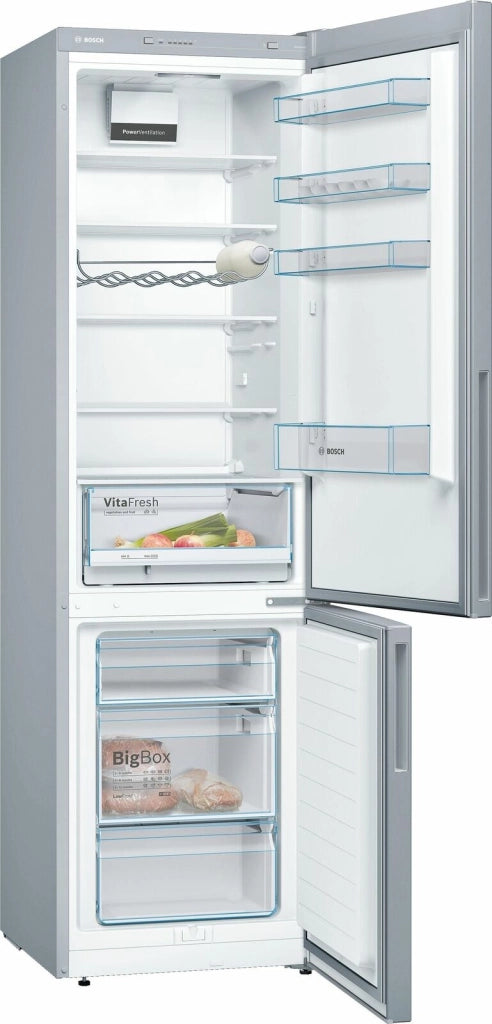 Bosch Serie 4 KGV39VLEAS Frigorifero combinato da libera installazione 201 x 60 cm Metal look Classe E