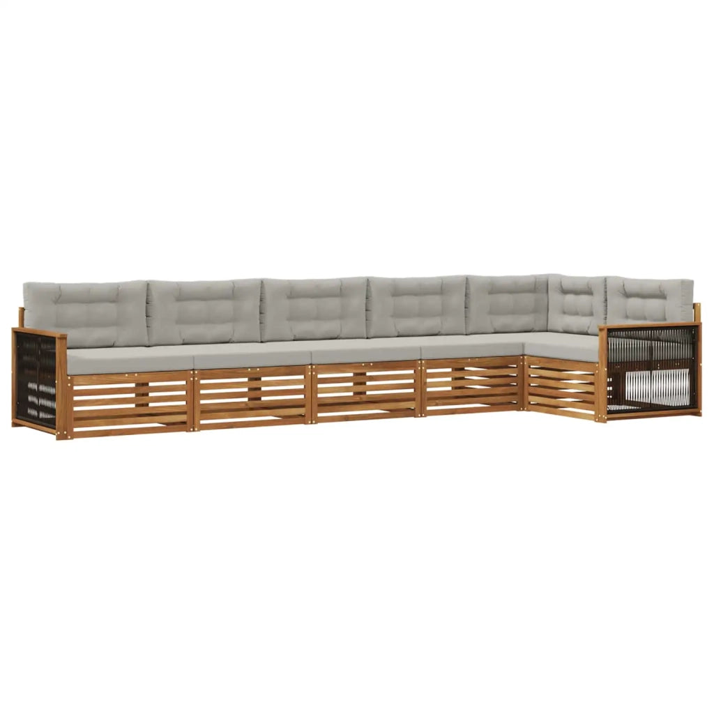 Set di divani da esterno 6 pcs Naturale e Grigio Chiaro 3383414