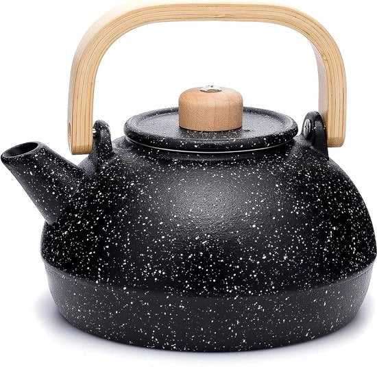 Pentola per Tè in Ottone, Grande Capacità 48oz, Teiera per Caminetto, Tè Giapponese con Interno Smaltato, 1300ml