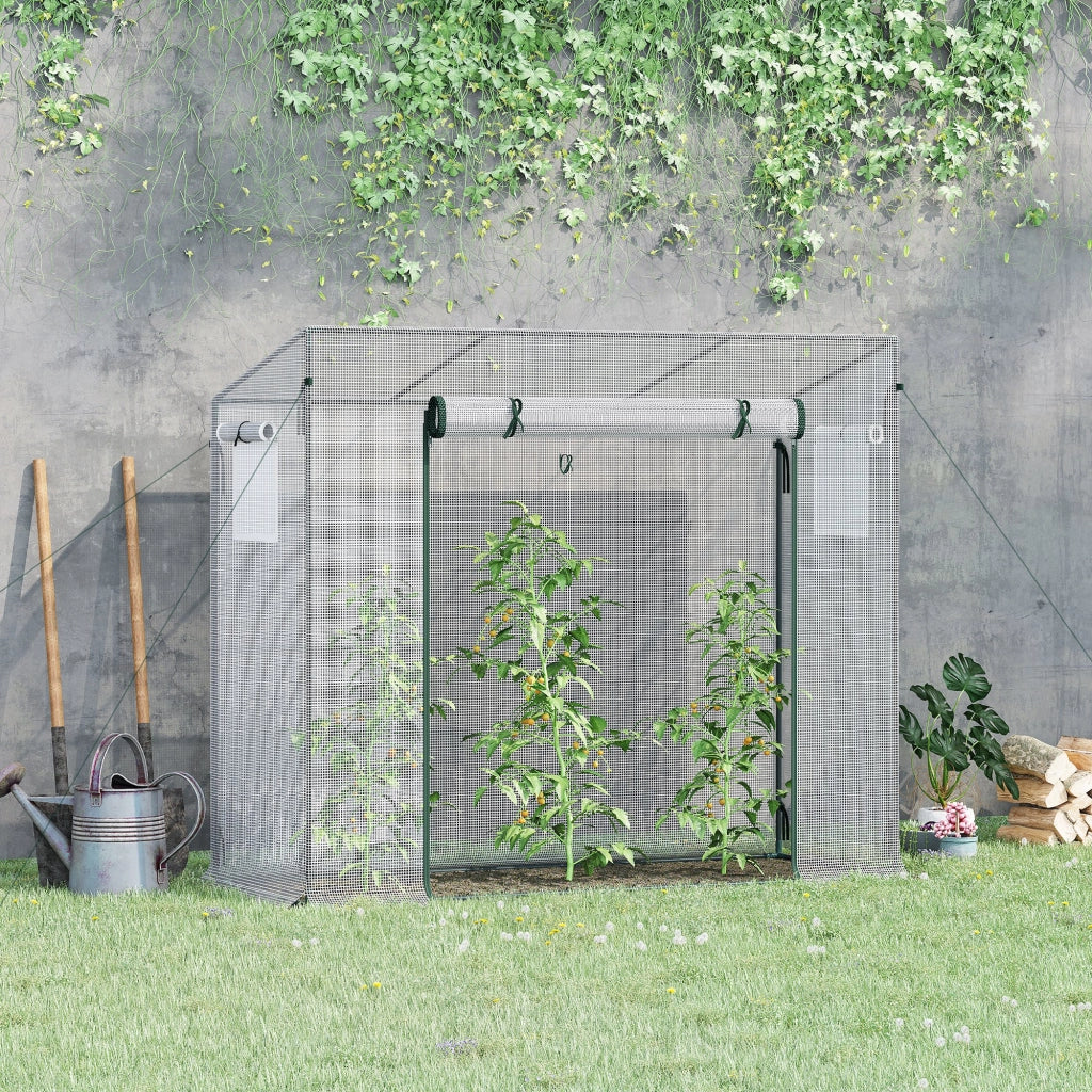 Serra Giardino con Finestra Laterale e Porta Arrotolabile ¨C Zephmum ¨C Bianco 200x76x168 cm