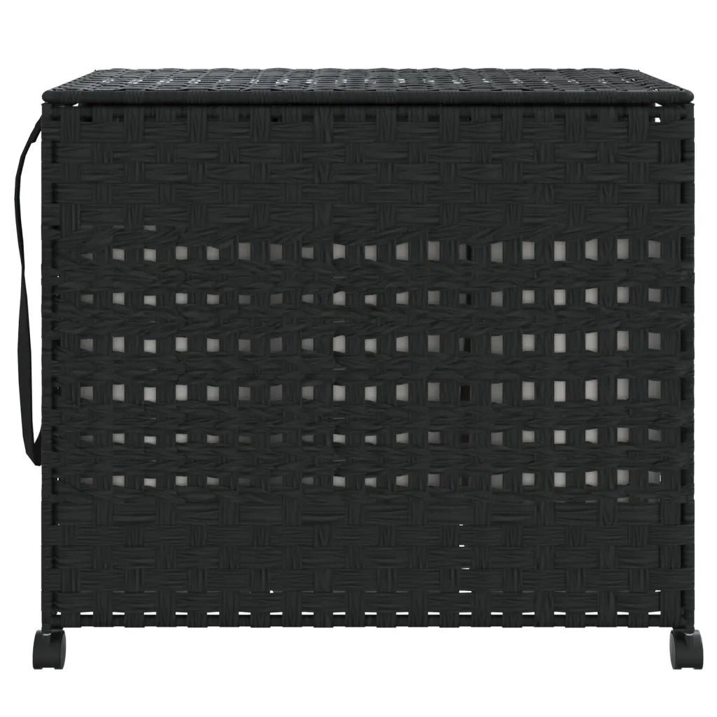 Cesto Portabiancheria con Ruote Nero 66x35x60 cm Rattancod mxl 85437