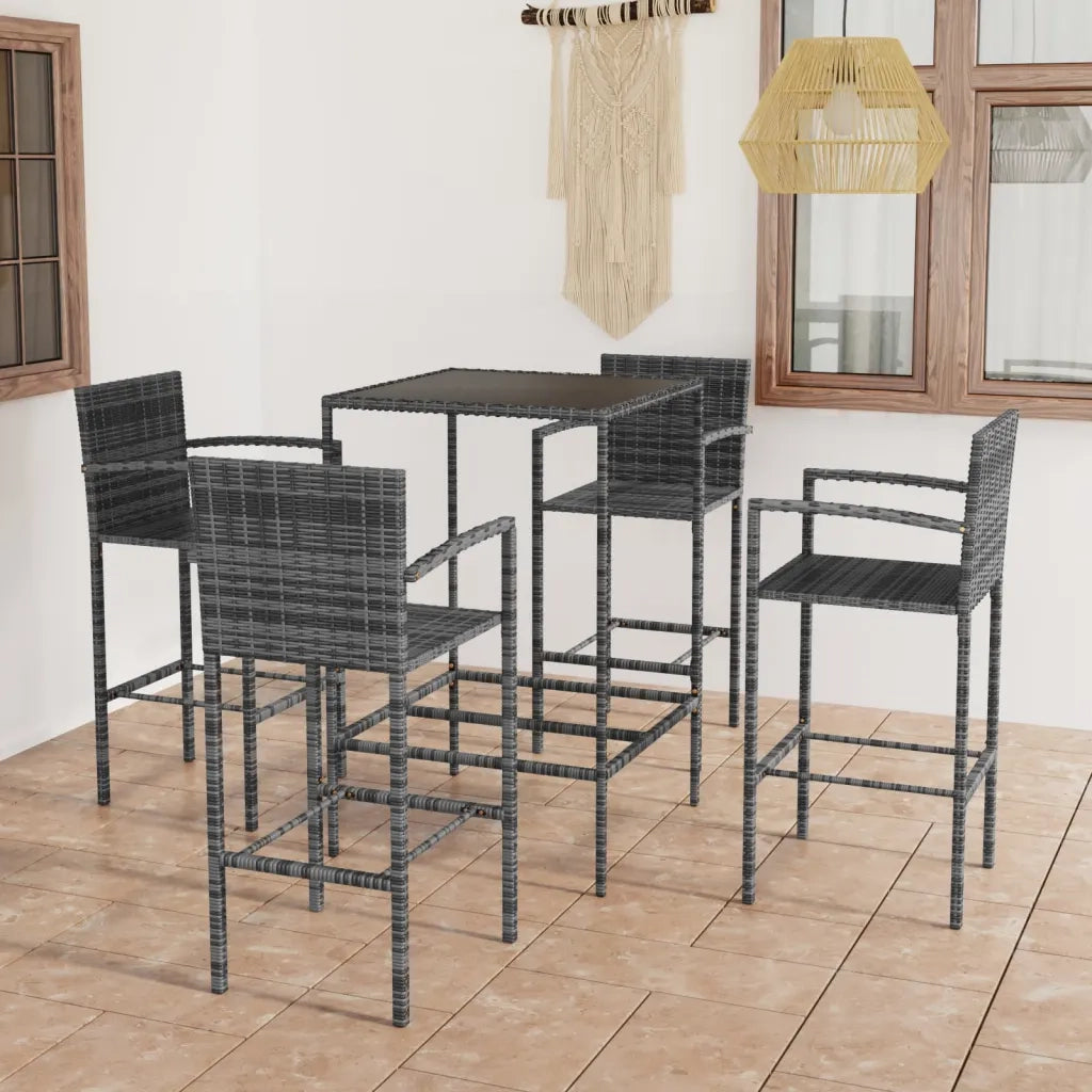 Set Bar da Giardino 5 pz | Set Salotto da Giardino in Polyrattan Grigio