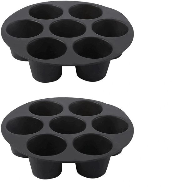 Muffinere per Air Fryer - 2 pezzi - Muffinere in silicone - 7 cavità - Riscaldabile da -40 °C a 230 °C - Impronta per muffin