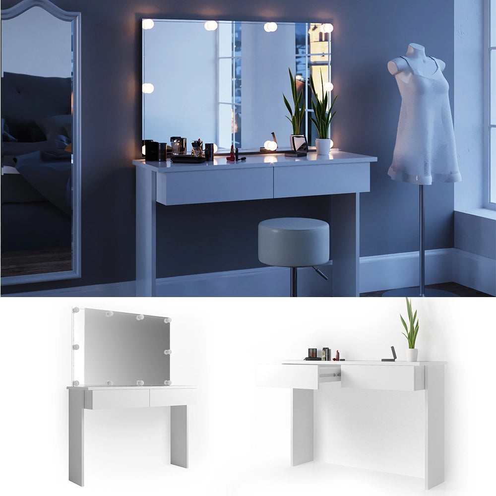 Vicco Tavolo da toeletta Bianco 120 cm con illuminazione a LED