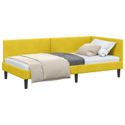 Letto singolo | Letto per adulti | Cornice del letto ad angolo Giallo 100 cm x 200 cm Velluto