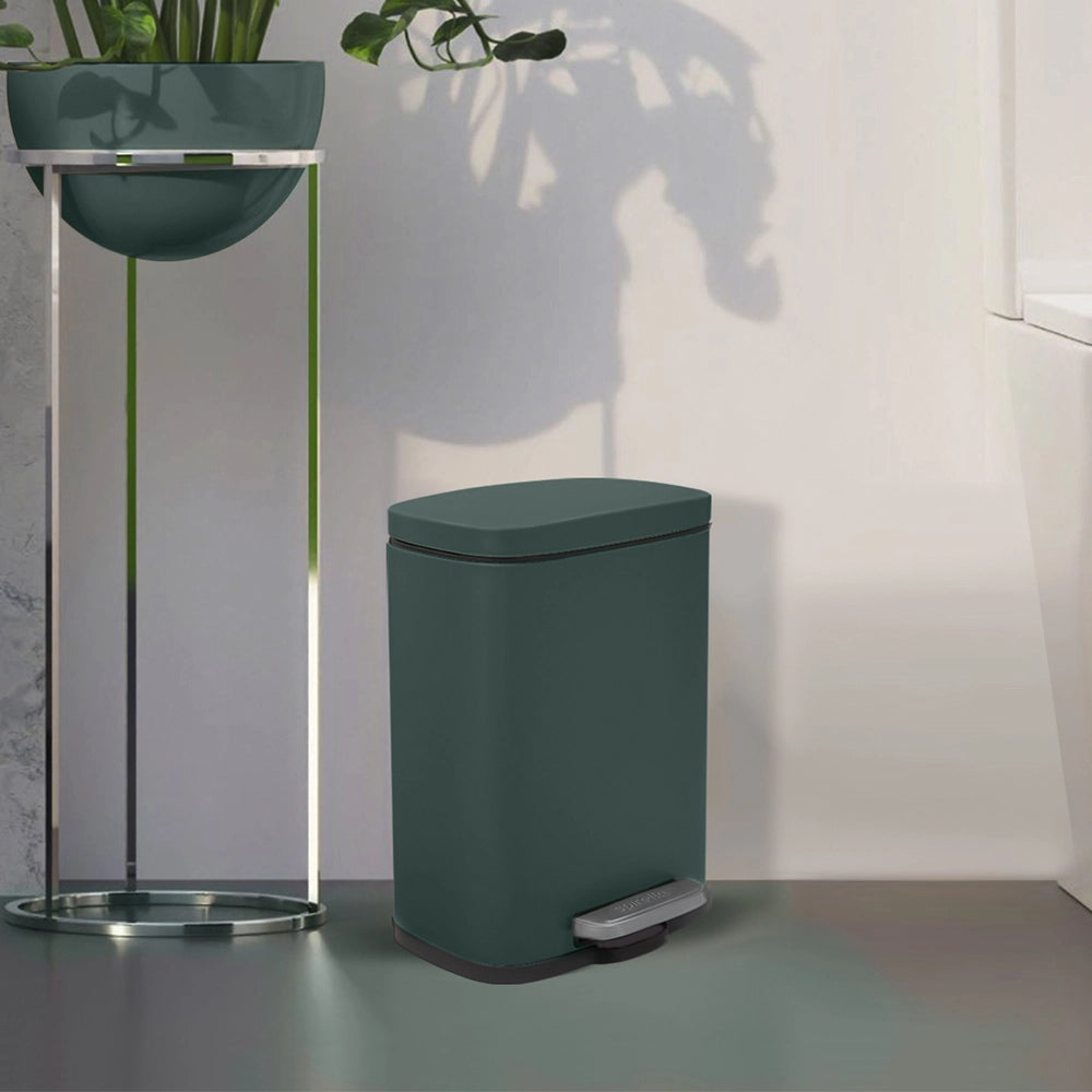 Pattumiera a pedale in acciaio 5lt verde scuro con chiusura rallentata Axin