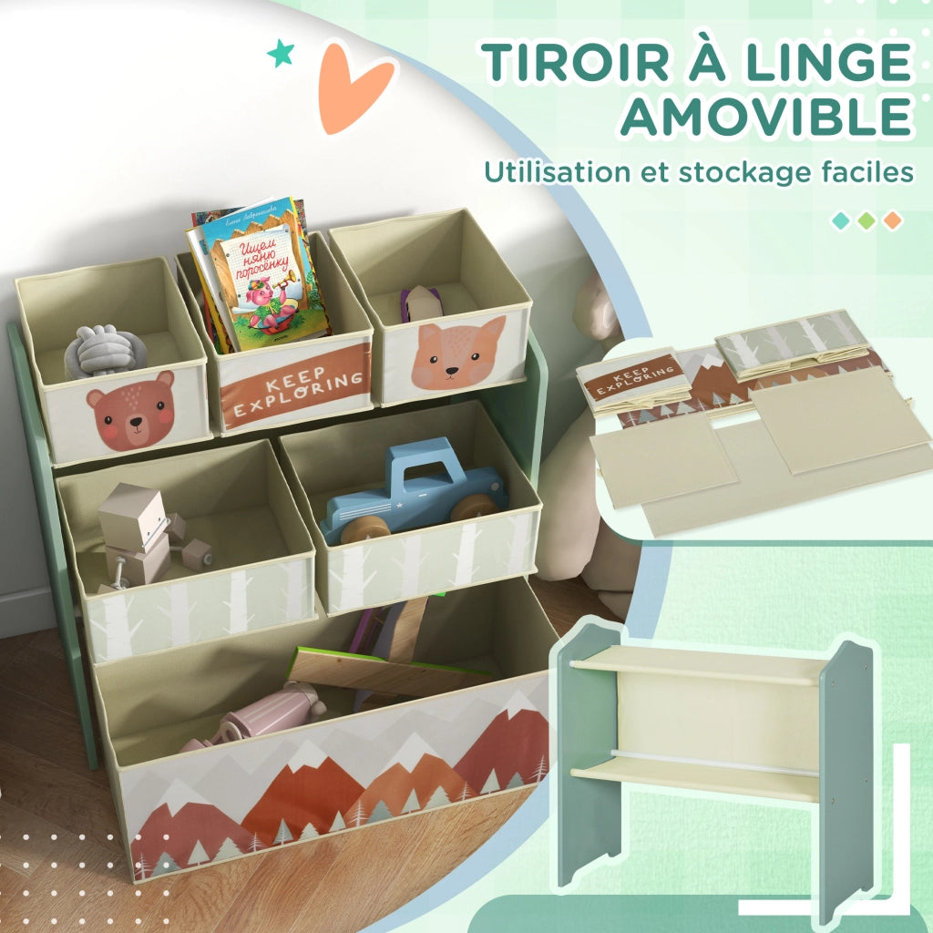 Casetta per bambini con 6 contenitori in tessuto ¨C Minimal ¨C 63x30x66 cm