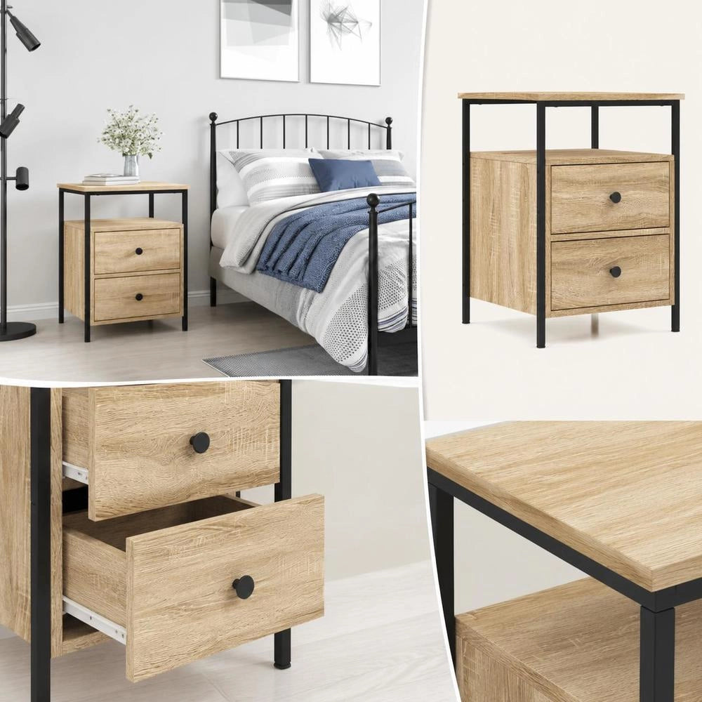 Bedside Tables 2 Pcs. Sonoma Oak 44x45x60 Cm Wood Material