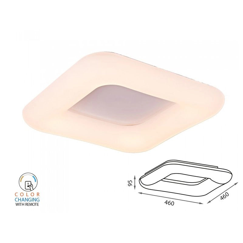 Plafoniera Led Da Soffitto Moderna CCT Quadrata 460X460mm 40W Dimmerabile Telecomando 3 In 1 SKU-3971