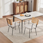 Set di 2 sedie da pranzo 38x57.5x61.5 cm con braccioli; in chenille e metallo; avorio