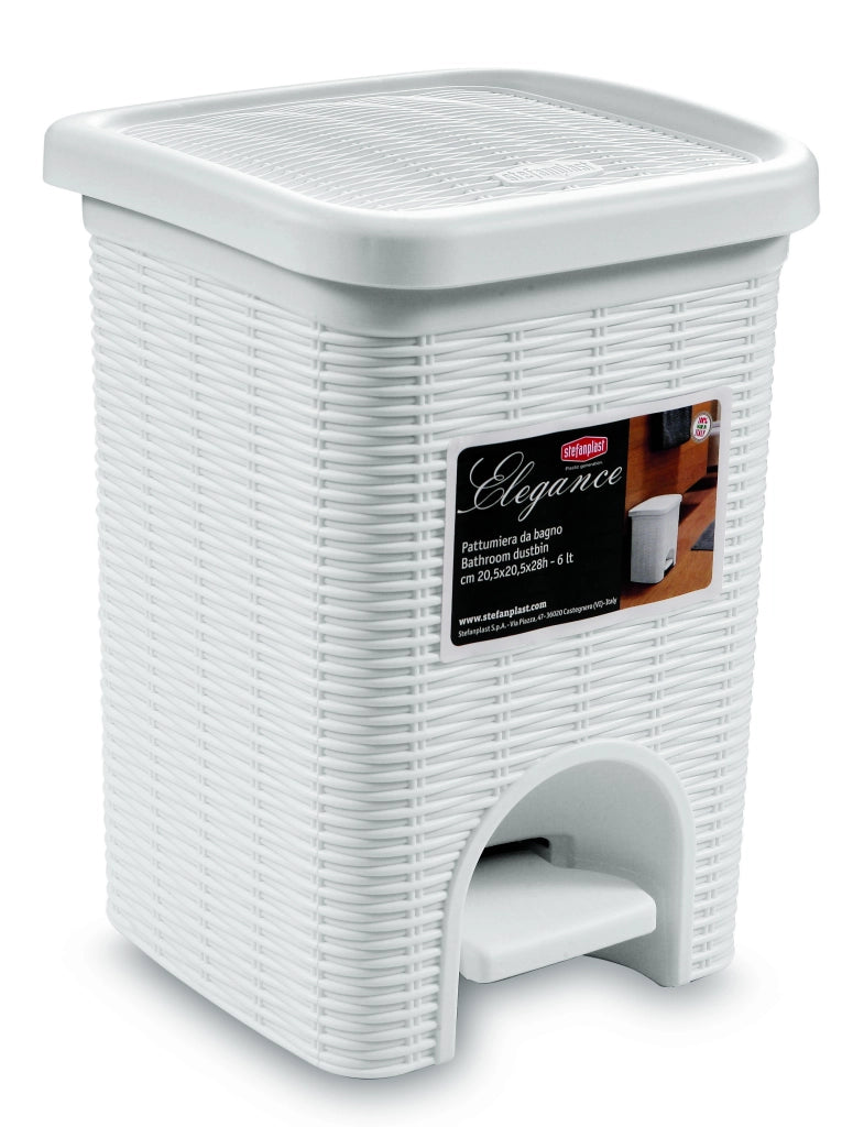 Stefanplast PATTUMIERA BAGNO ELEGANCE Lt. 6-cm. 20,5x20,5x28 h col. Bianco
