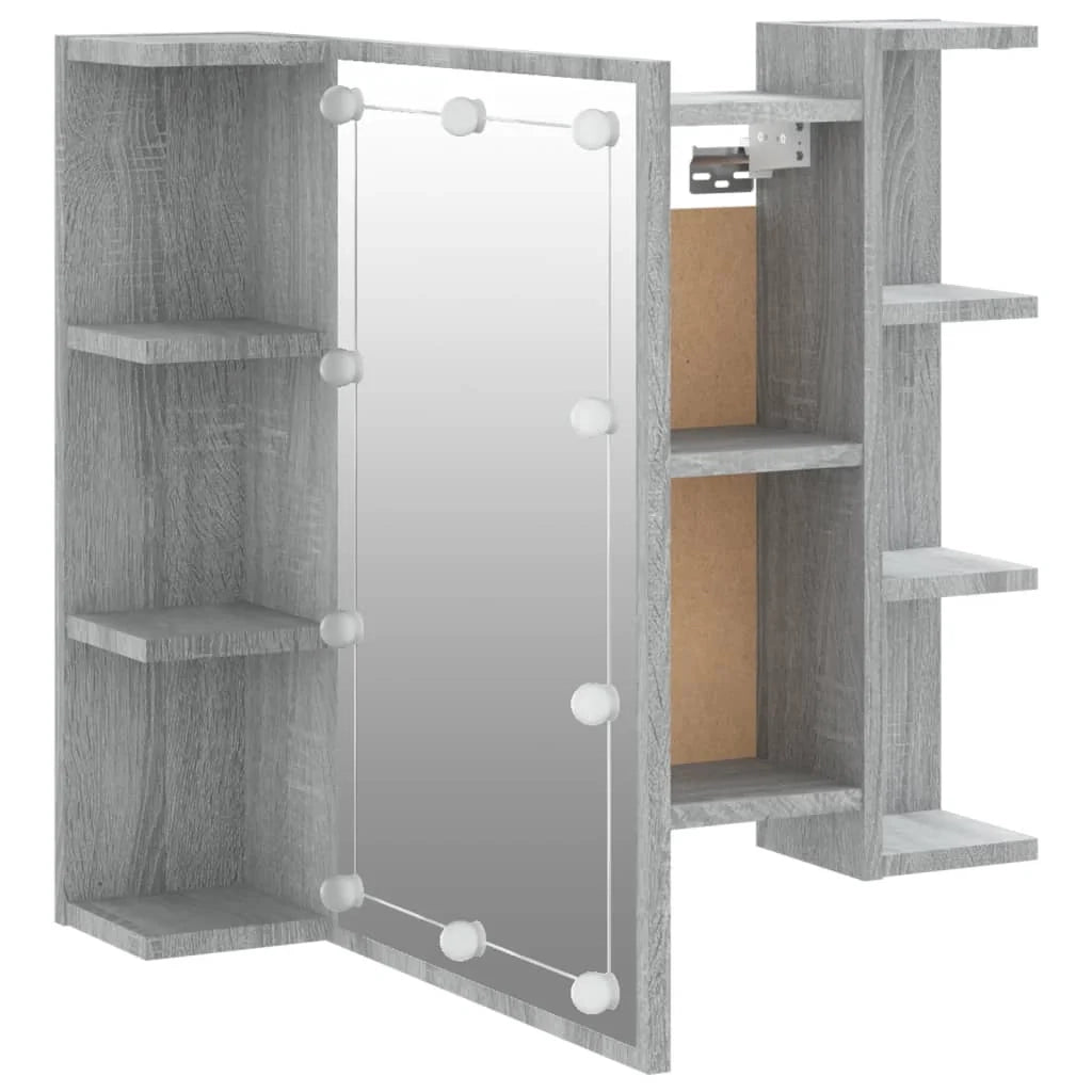 Mobiletto specchio da bagno con illuminazione a LED 70 x 16,5 x 60 cm grigio 02_0006677