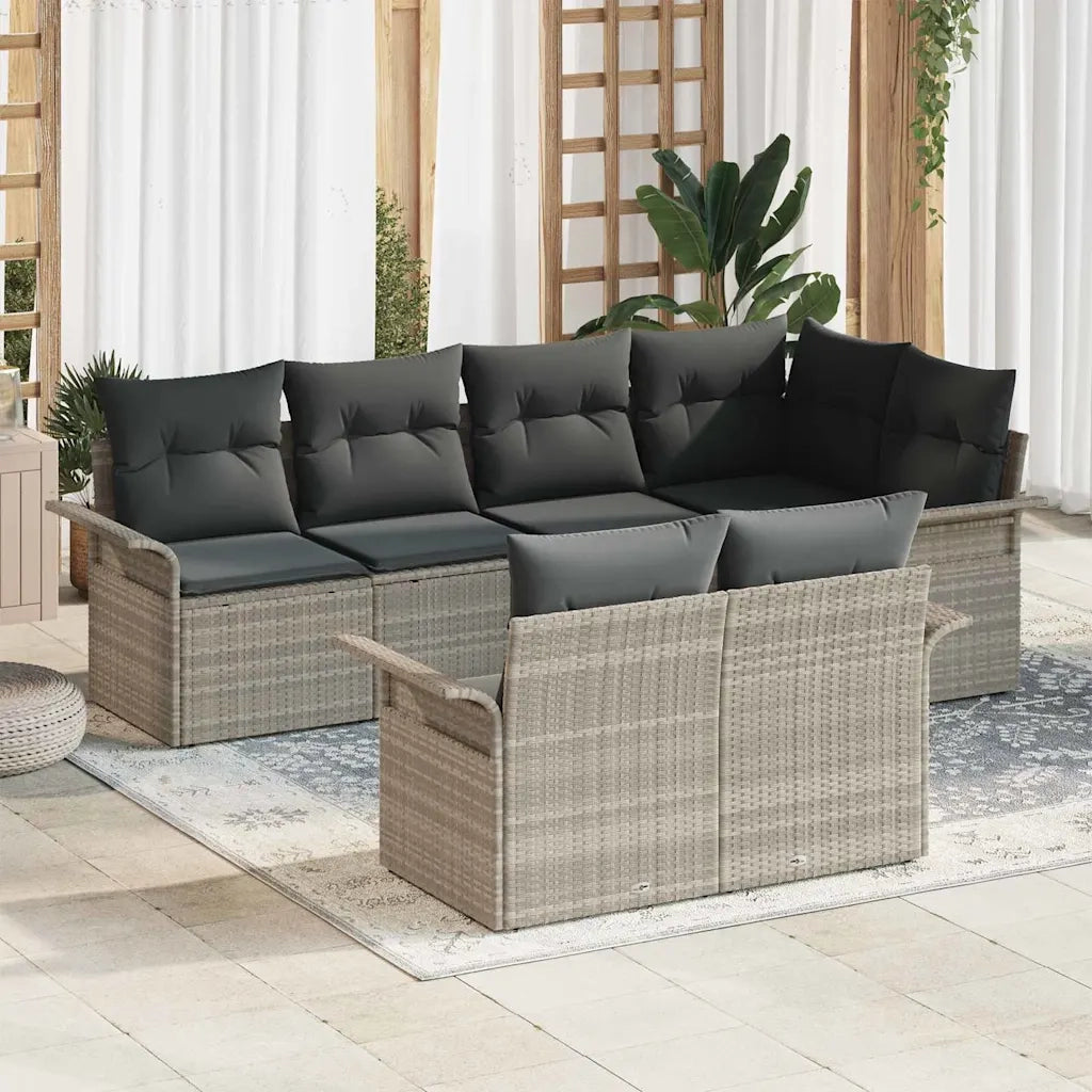 Set Divano da Giardino 7 pcs Grigio chiaro polyrattan 3345402