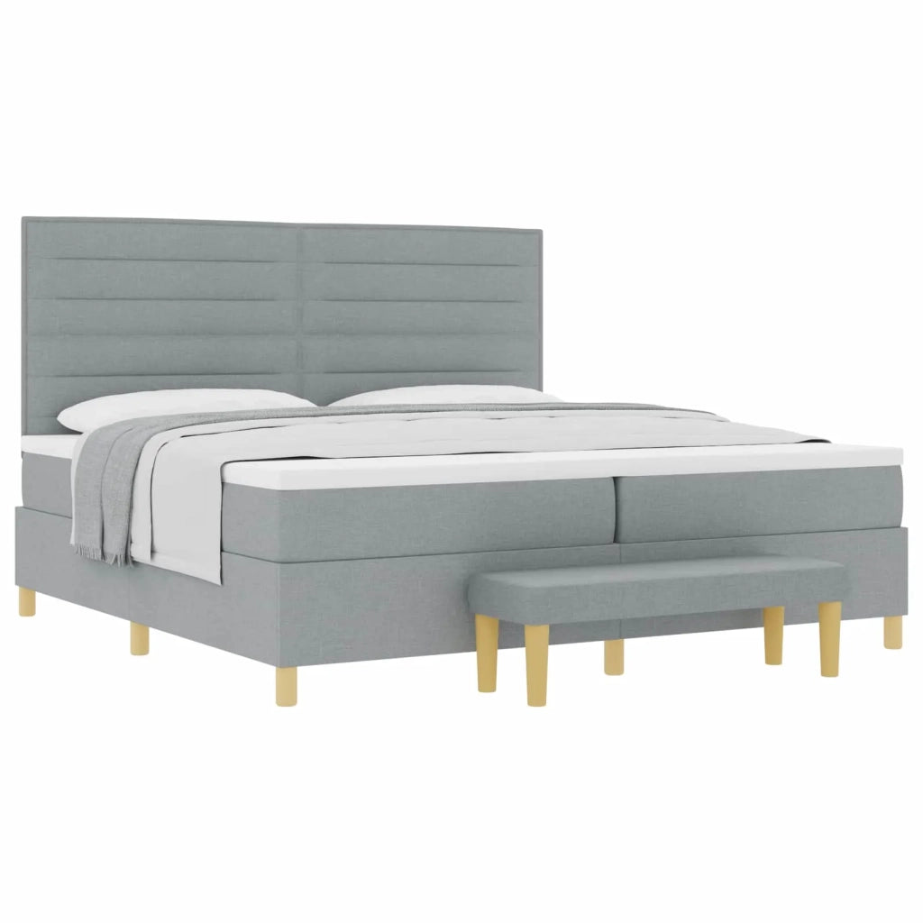 Letto a molle con materasso Grigio chiaro 200 x 200 cm Tessuto 3344247