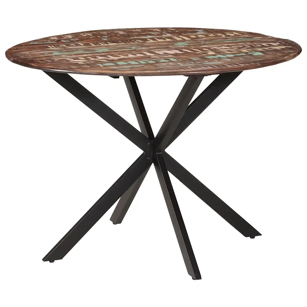 Tavolo da Pranzo Ã˜110x78cm Legno Massello di Recupero e Acciaio cod mxl 12670