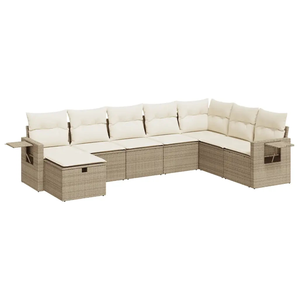 Set Divano da Giardino 8 pz con Cuscini Beige in Polyrattan 3325534