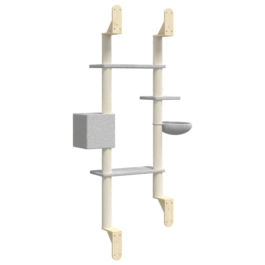 Tiragraffi per gatti Mobili per arrampicata su torre Raschietto per gatti Piattaforma da arrampicata a parete con tiragraffi trasparente 180 cm grigio 02_0022776