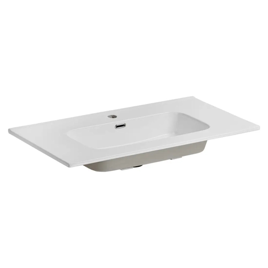 Lavabo da incasso ESSEN 90 cm ceramica bianco lucido design moderno