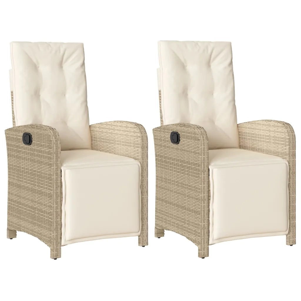 Sedie da Giardino Reclinabili 2 pz con Poggiapiedi Polyrattan 365196