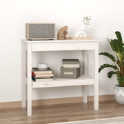 Tavolo Consolle Bianco 80x40x75 cm in Legno Massello di Pino 814305