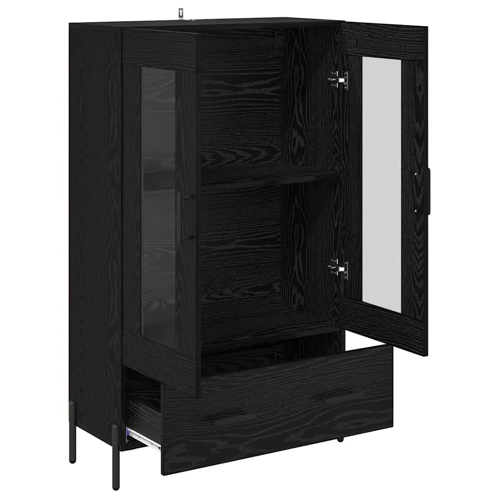 Credenza con Cassetto-Buffet-Armadio da cucina Corona Rovere Nero 69,5 x 31 x 115 cm