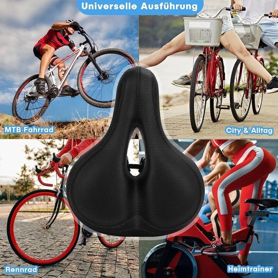 Sella bicicletta, sella bicicletta per uomini e donne, confortevole, sella bicicletta morbida, impermeabile, respirante, con riflettore