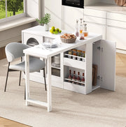 Tavolo bar girevole ed estensibile con contenitore bianco