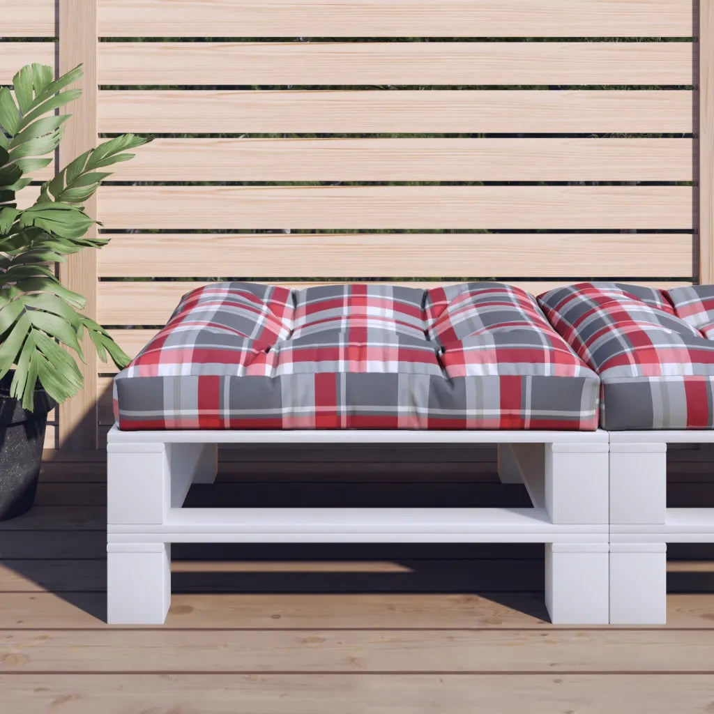 Cuscino per pallet | Cuscini per sedie a Quadri Rossi 80x80x12 cm in Tessuto