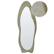 Specchio da parete verde con cornice in MDF, vetro 57 x 160 cm, forma irregolare, pezzo decorativo da parete, stile moderno.