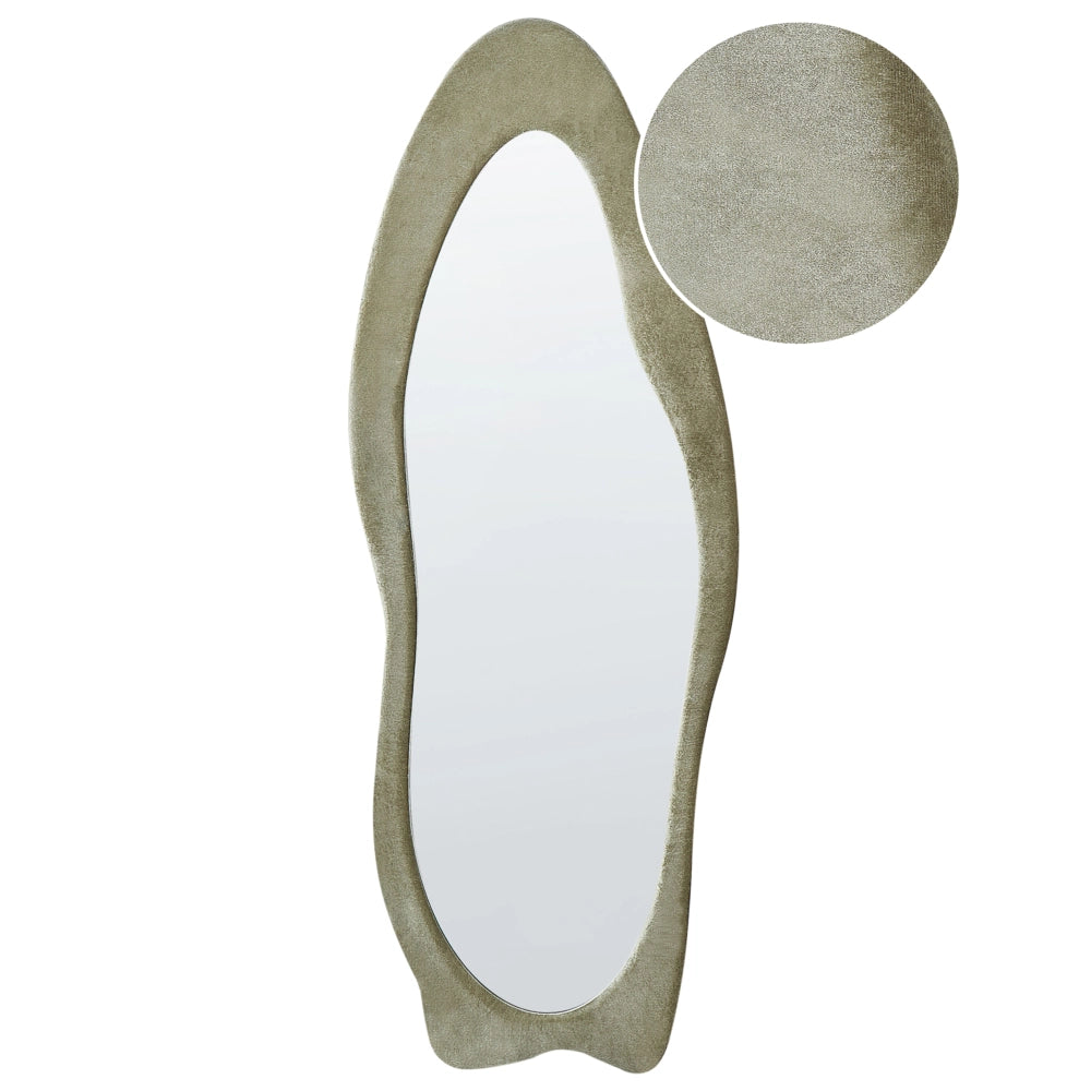 Specchio da parete verde con cornice in MDF, vetro 57 x 160 cm, forma irregolare, pezzo decorativo da parete, stile moderno.