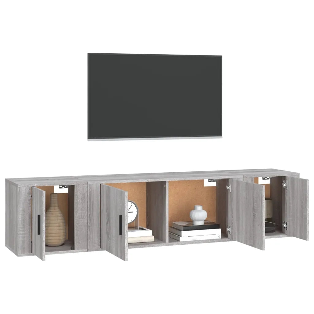 vidaXL Set Mobili Porta TV 3 pz Grigio Sonoma in Legno Multistrato