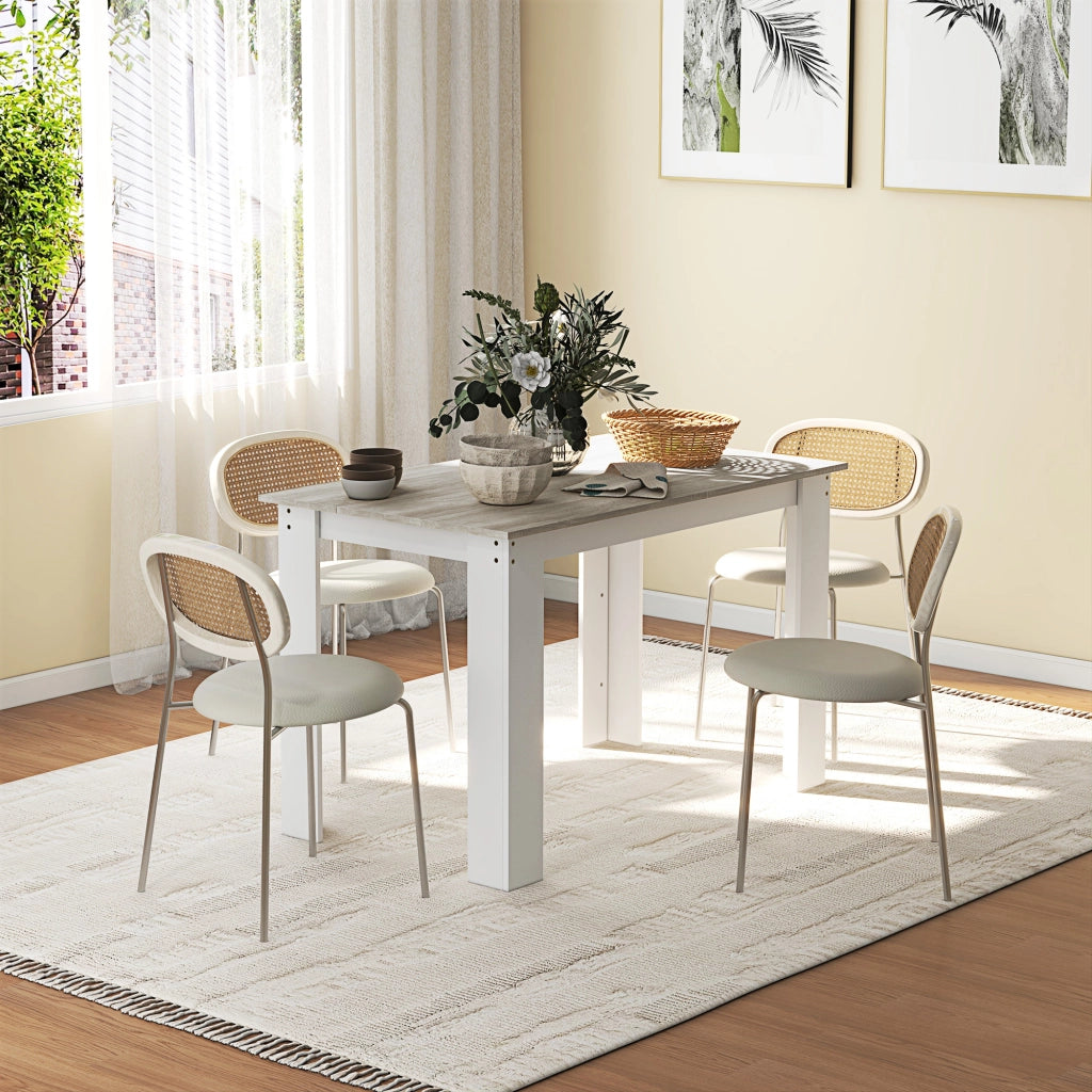 Tavolo da Pranzo Moderno per 4-6 Persone 120x69x75 cm in Legno Grigio e Bianco