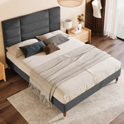 Letto matrimoniale 140x200 cm con testiera e materasso ortopedico 7 zone; grigio