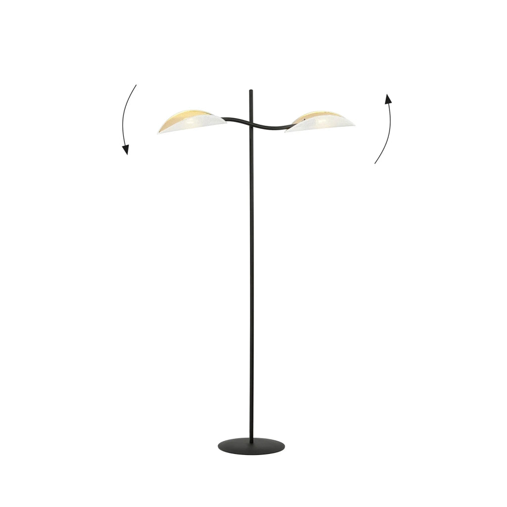 Piantana Contemporaneo Ares Acciaio Nero 2 Luci E14 Ip20