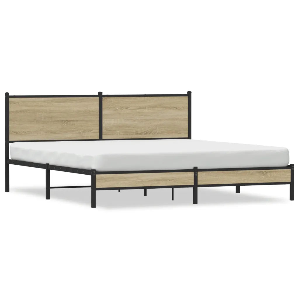 vidaXL Giroletto senza Materaso in Metallo Rovere Sonoma 183x213 cm