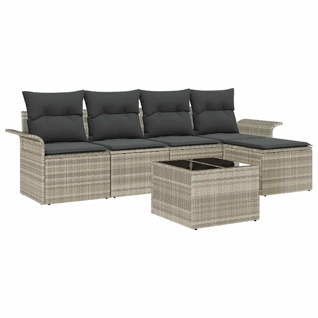 Set Divano da Giardino 6 pcs Grigio chiaro polyrattan 3354001