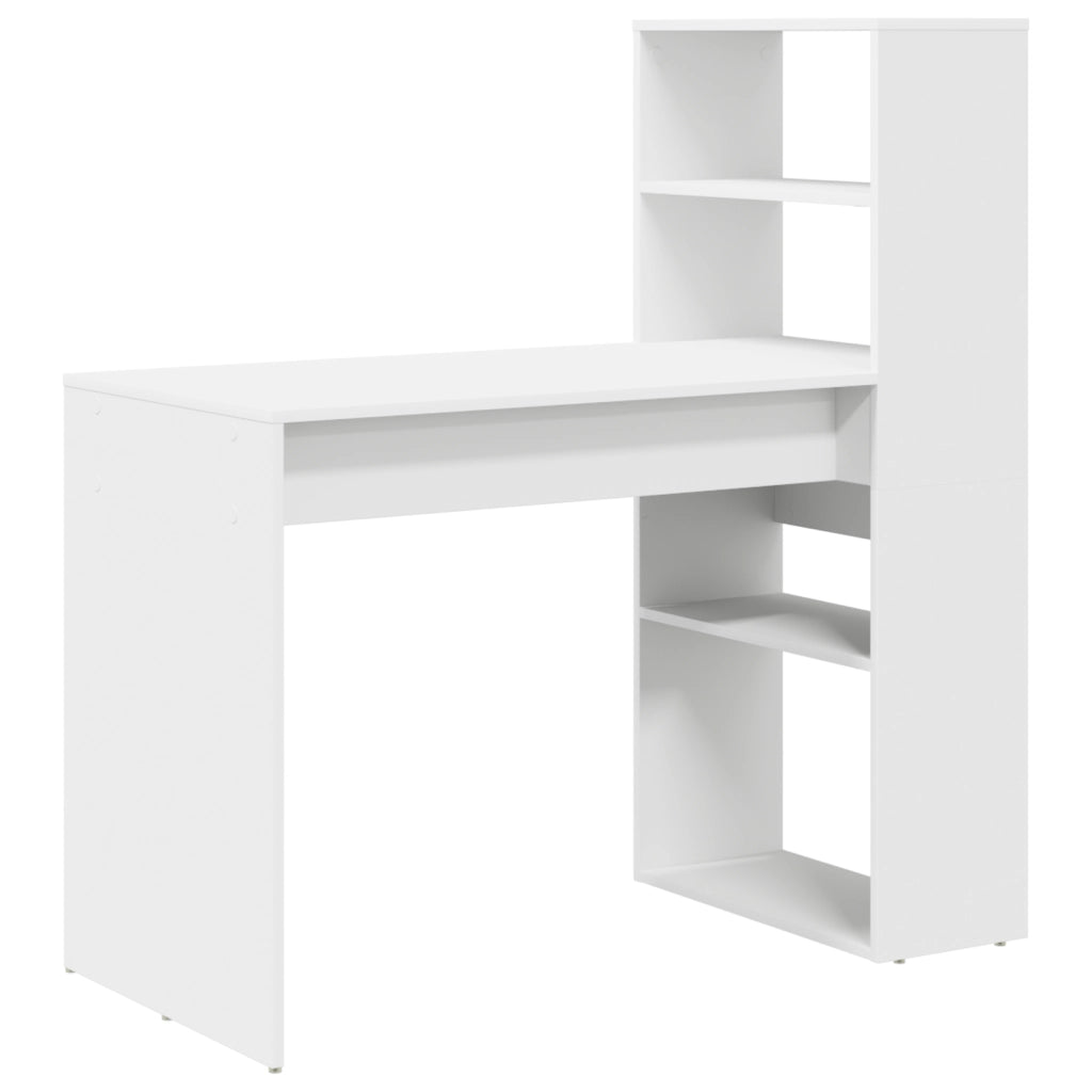 Scrivania Bianca con Ripiani 113x54x120 cm Legno ingegnerizzato